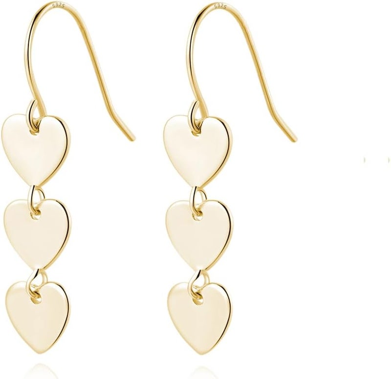 Reffeer Solid 925 Sterling Silver Love Heart Drop Earrings for Women Teen Girls Sweet Heart Dangle Earrings Hook Earrings - Image 1